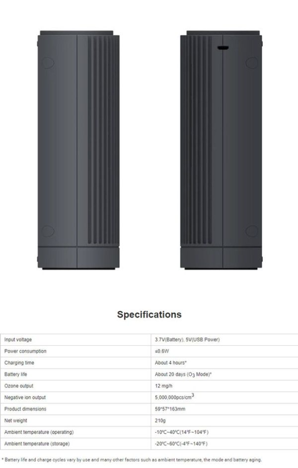 Multi-Functional Dual Mode Mini Ozone Ionic Portable Air Purifier