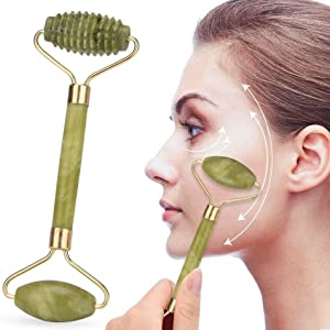 Anti Aging Jade Roller Massager and Gua Sha Set for Face, Eye, Neck