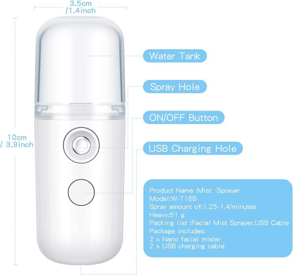 USB Rechargeable Portable Nano Humidifier Mini Facial Face Sprayer