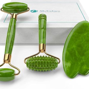 4-in-1 Jade Roller and Gua Sha Facial, Eye and Neck Massage Set