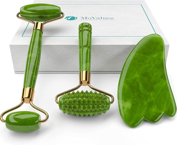 4-in-1 Jade Roller and Gua Sha Facial, Eye and Neck Massage Set