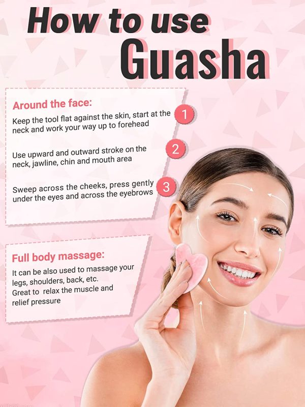 Anti Aging Jade Roller Massager and Gua Sha Set for Face, Eye, Neck