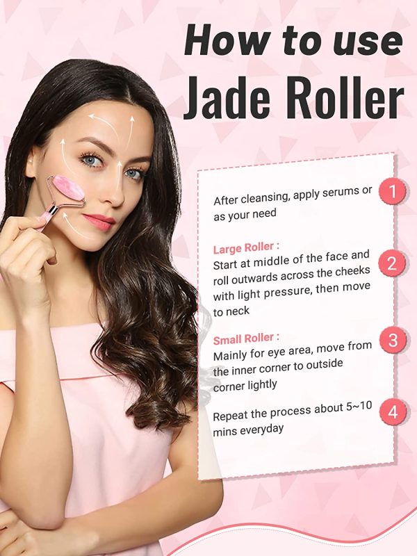 Anti Aging Jade Roller Massager and Gua Sha Set for Face, Eye, Neck