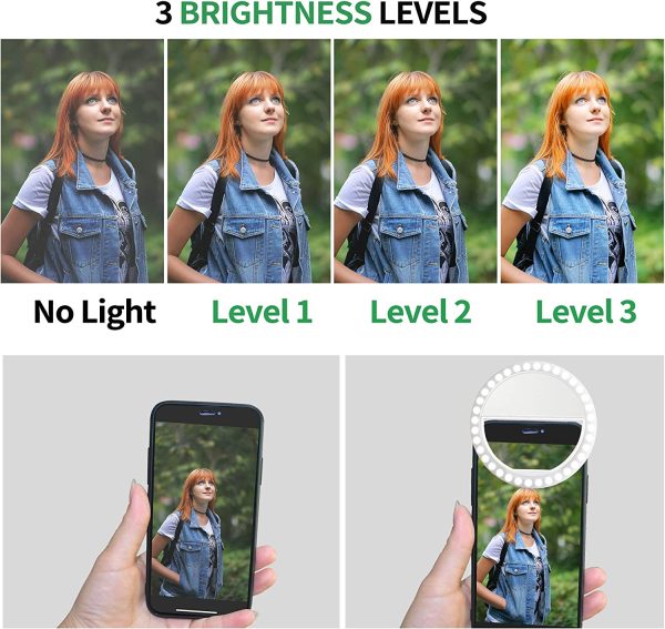 Clip-on Rechargeable & Portable Phone Selfie Ring Light