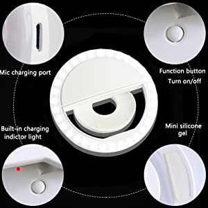 Clip-on Rechargeable & Portable Phone Selfie Ring Light