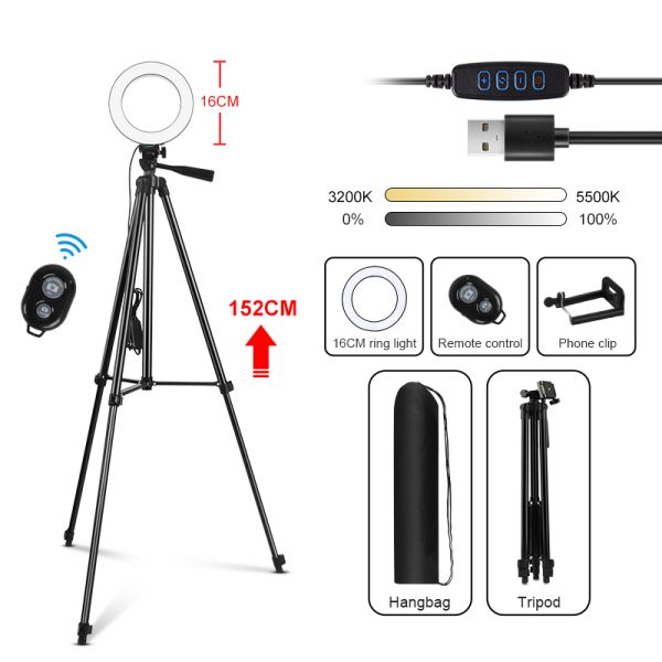 H5e88c7c63e4a42a698e43897ccae2654N 10'' Inch Ring Light with Tripod Stand