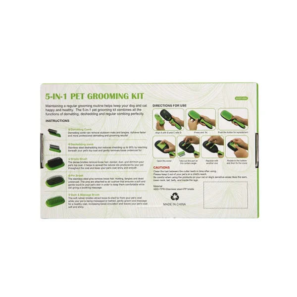 Hc3d467fdc477440a90bd14cc07c3db3cm 5-in-1 Pet Grooming Kit