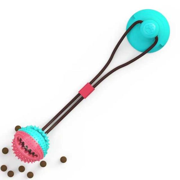 1629114300024 Multifunction Suction Cup Interactive Dog, Pet Chew Toy with Food Dispensing & Squeaky Toy Ball