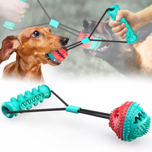 Pet Dog Chew and Tug Handle and Ball Chew Interactive Chew Toy
