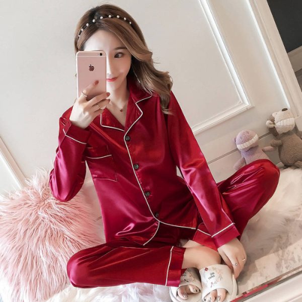 464df880ba9f64f133bd363c85e5701c 2 Piece Women's Satin Pajama Pants Sleep Wear Set