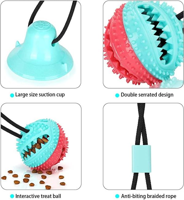 6136i1Wye5L._AC_SX679_ Multifunction Suction Cup Interactive Dog, Pet Chew Toy with Food Dispensing & Squeaky Toy Ball