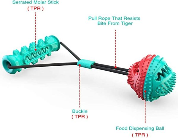 Pet Dog Chew and Tug Handle and Ball Chew Interactive Chew Toy