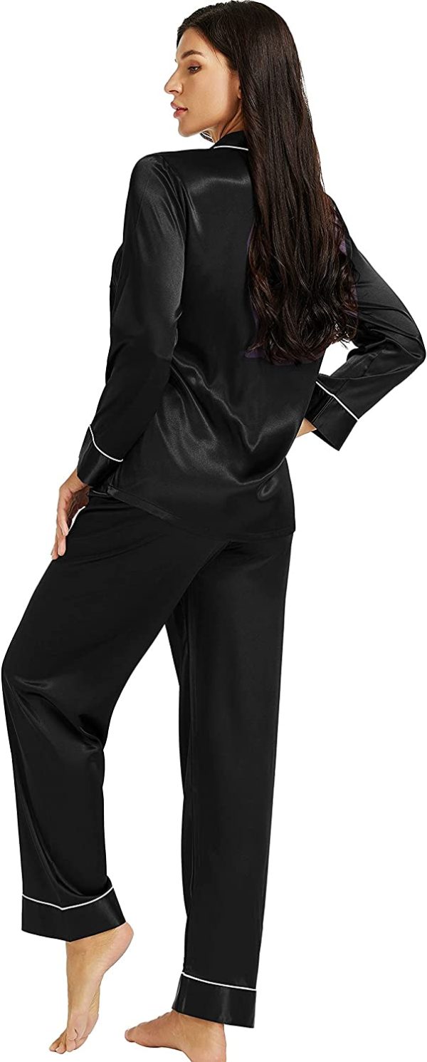 71M0pEvdeUL._AC_UL1500_ 2 Piece Women's Satin Pajama Pants Sleep Wear Set