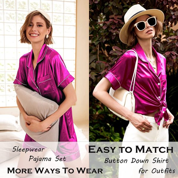 81hAdEBlozL._AC_UL1500_ 2 Piece Shorts Satin Silky Women's Pajama Set & Lounge Wear