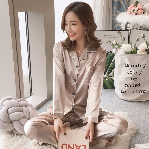 f33cb7c11c57656e428986846e05e6bd 2 Piece Women's Satin Pajama Pants Sleep Wear Set