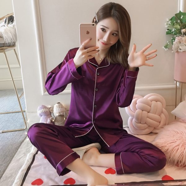 f683f9e43cc4b47f2332e9c5b7b02e2e 2 Piece Women's Satin Pajama Pants Sleep Wear Set