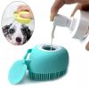 Grooming Pet Soft Silicon Bath And Massage Brush with Shampoo Dispenser for Dogs and Cats