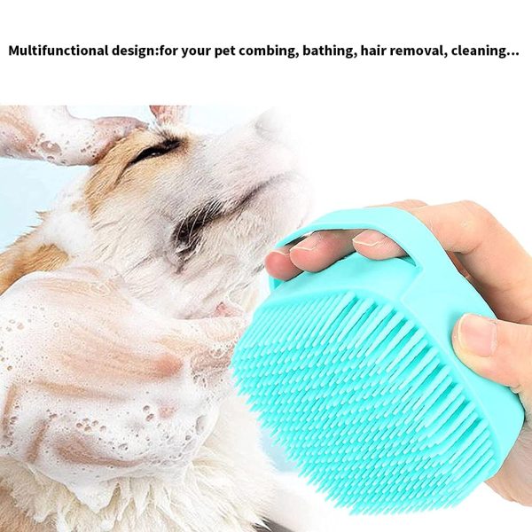 61fe+jBu47S._SL1001_ Grooming Pet Soft Silicon Bath And Massage Brush with Shampoo Dispenser for Dogs and Cats