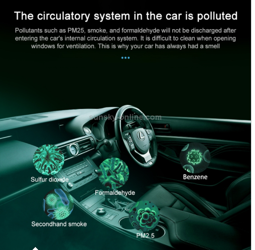 WT-U12 DC 5V Portable Home/ Office/ Mini Car Negative Ion Air Purifier with Effective Air HEPA Filter for Bacteria/Dust/Pollen/Smoke