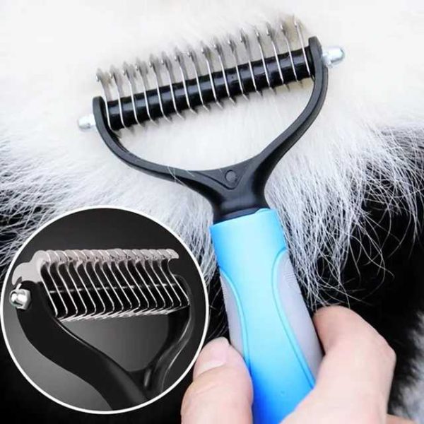 Double Sided Shedding and Dematting Undercoat Rake