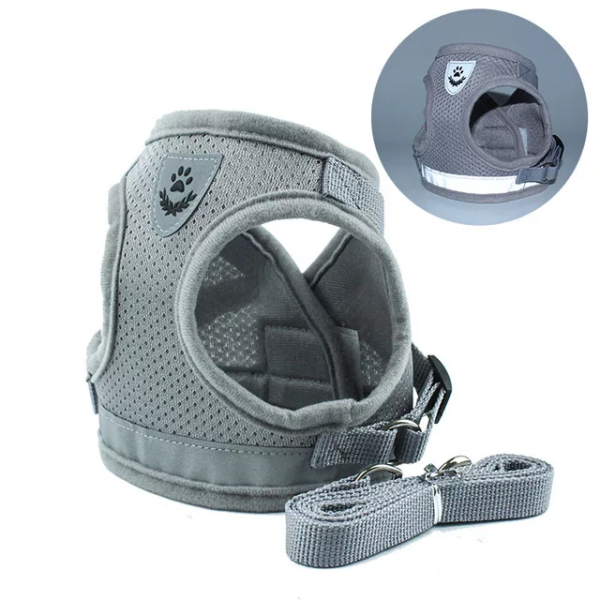 Small Pet Harness and Leash Set for Walking Cat and Dog with Soft Mesh, Adjustable  Vest Harness with Reflective Strap