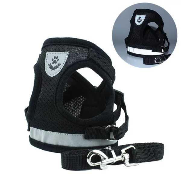 Small Pet Harness and Leash Set for Walking Cat and Dog with Soft Mesh, Adjustable  Vest Harness with Reflective Strap