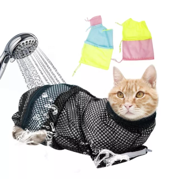 1626179531755 Adjustable, Anti Scratch & Bite Restraint Polyester Mesh Cat or Dog Grooming Bag