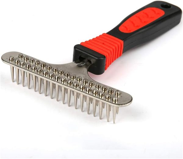 51XJ9BGDixL._AC_SL1024_ Double Row Pins Shedding and Dematting Undercoat Rake Comb for Dogs and Cats