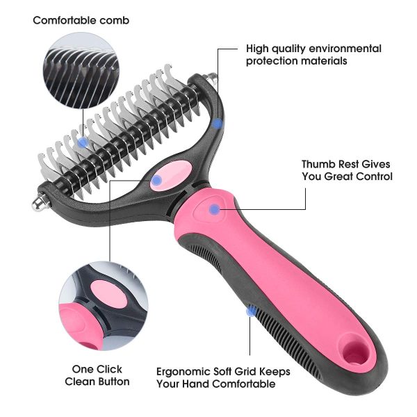 Double Sided Shedding and Dematting Undercoat Rake