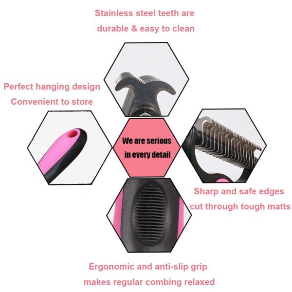Double Sided Shedding and Dematting Undercoat Rake