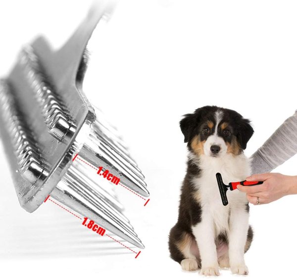61fuFLAWVUL._AC_SL1024_ Double Row Pins Shedding and Dematting Undercoat Rake Comb for Dogs and Cats