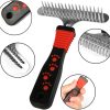 Double Row Pins Shedding and Dematting Undercoat Rake Comb for Dogs and Cats