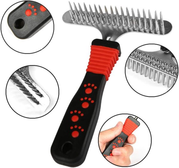 61o3Y+xa6cL._AC_SL1024_ Double Row Pins Shedding and Dematting Undercoat Rake Comb for Dogs and Cats