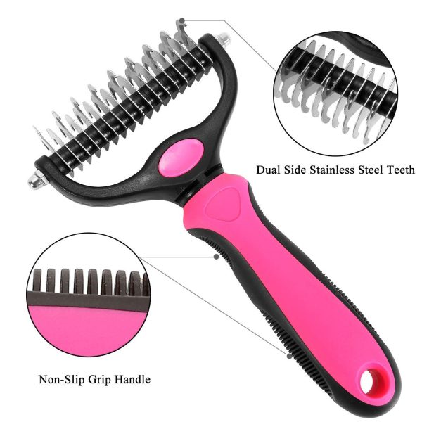 Double Sided Shedding and Dematting Undercoat Rake