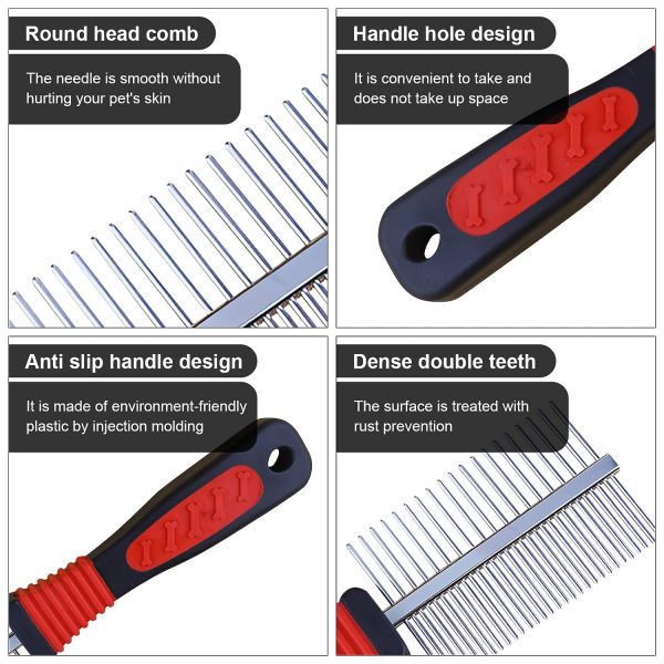 71PNjMiTU2L._SL1500_ Pet Duo Side Stainless Steel Grooming Comb for Dogs & Cats Long Short Hair