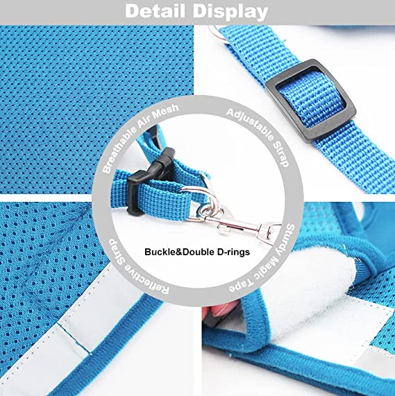Small Pet Harness and Leash Set for Walking Cat and Dog with Soft Mesh, Adjustable  Vest Harness with Reflective Strap