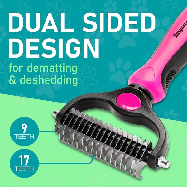 Double Sided Shedding and Dematting Undercoat Rake