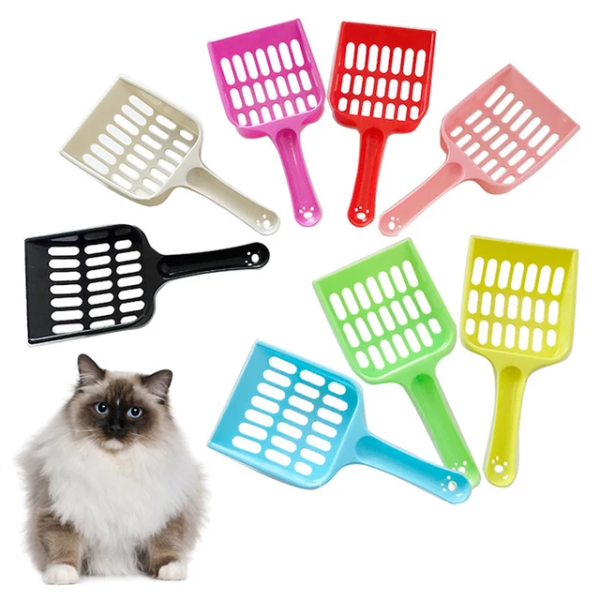 Pet Plastic Litter Scoop with Long Handle for Pets, Cats, Kittens
