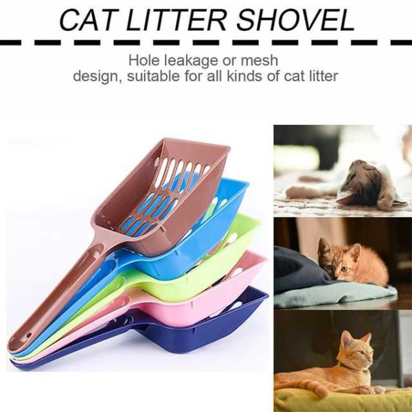 Pet Plastic Litter Scoop with Long Handle for Pets, Cats, Kittens
