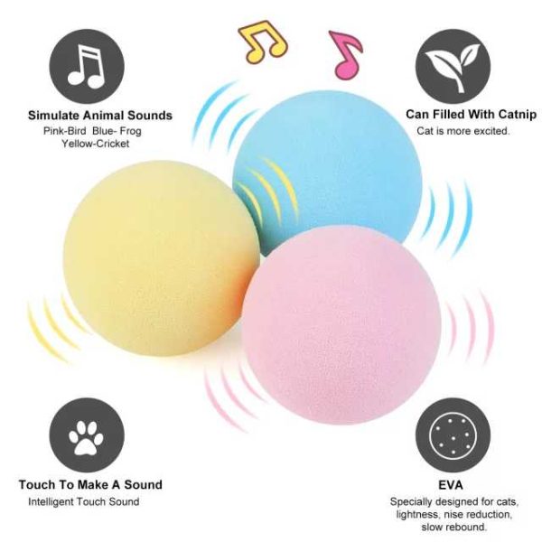 Interactive Cat Chirping Toy Ball with Cat Nip
