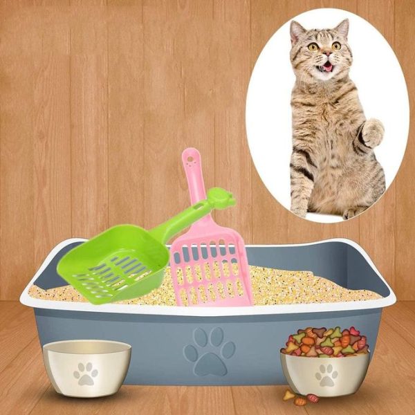 Pet Plastic Litter Scoop with Long Handle for Pets, Cats, Kittens