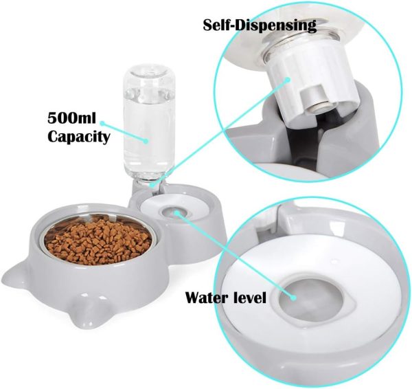 Automatic Pet Feeder and Water Dispenser, Pet Food and Water Feeder Bowls with Automatic Pet Water Bottle for Small Large Dog, Cats and Rabbits