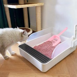 Pet Plastic Litter Scoop with Long Handle for Pets, Cats, Kittens