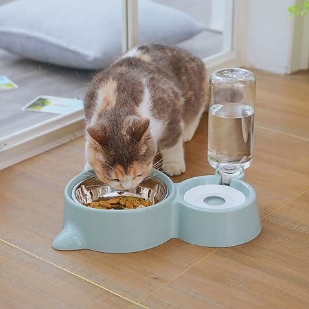 Automatic Pet Feeder and Water Dispenser, Pet Food and Water Feeder Bowls with Automatic Pet Water Bottle for Small Large Dog, Cats and Rabbits