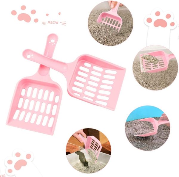 Pet Plastic Litter Scoop with Long Handle for Pets, Cats, Kittens