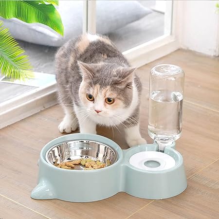 Automatic Pet Feeder and Water Dispenser, Pet Food and Water Feeder Bowls with Automatic Pet Water Bottle for Small Large Dog, Cats and Rabbits