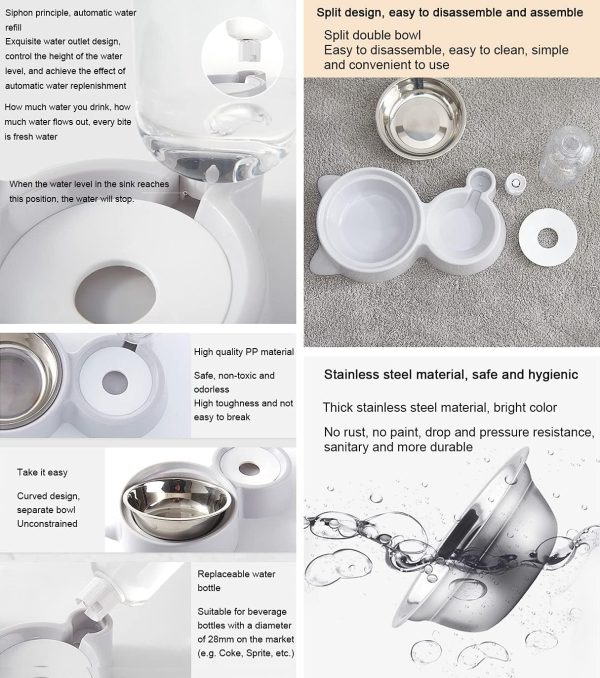 Automatic Pet Feeder and Water Dispenser, Pet Food and Water Feeder Bowls with Automatic Pet Water Bottle for Small Large Dog, Cats and Rabbits