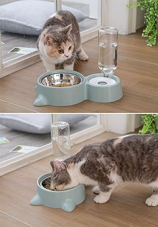 Automatic Pet Feeder and Water Dispenser, Pet Food and Water Feeder Bowls with Automatic Pet Water Bottle for Small Large Dog, Cats and Rabbits