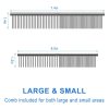 Pet Steel Combs with Rounded Teeth and Non-Slip Grip Handle for Removing Matted Fur for  Dogs & Cats