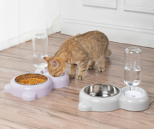 Automatic Pet Feeder and Water Dispenser, Pet Food and Water Feeder Bowls with Automatic Pet Water Bottle for Small Large Dog, Cats and Rabbits